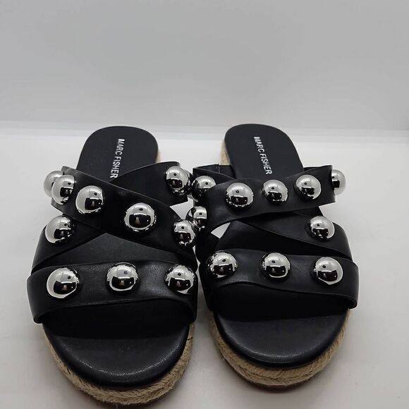 Slip On Studded Espadrille Prisca Sandal Marc Fisher Women Black Size 6.5 - Picture 2 of 7